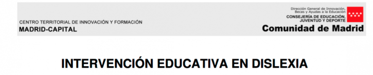 Intervención Educativa en Dislexia: curso acreditado para profesores